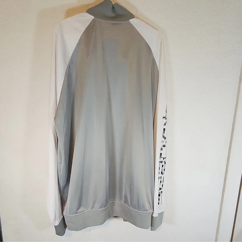 Sean John Men's Gray & White Track Jacket Full Zip Stand-Up Collar Logo Sz 4XL